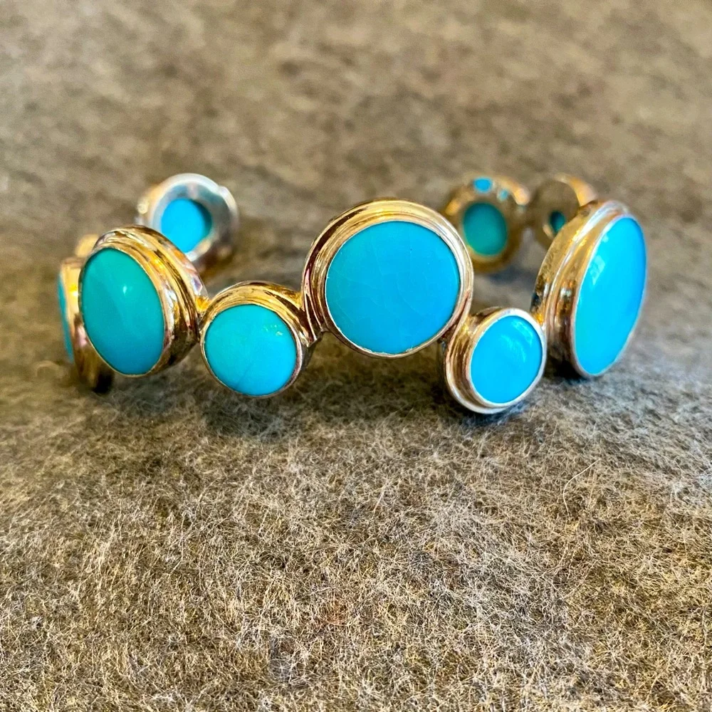 Turquoise and silver bracelet - Picture 1 of 5